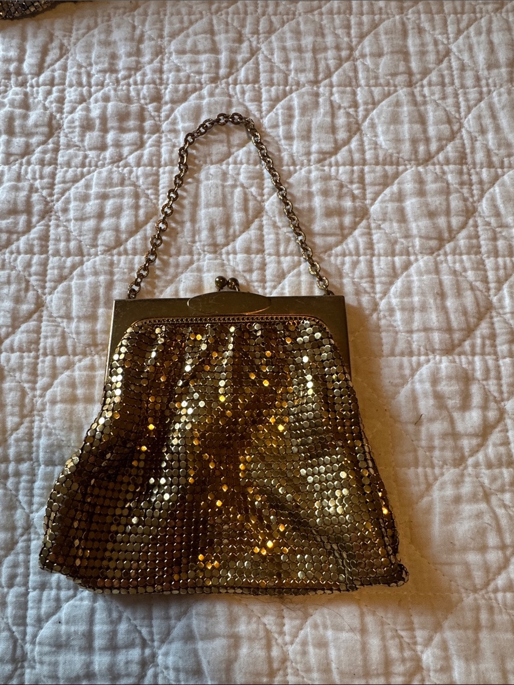 Gold Sequin Evening Chain Bag - Brand Unknown